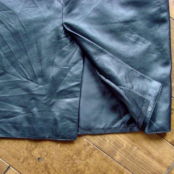 Zara Woman Black Leather Pencil Skirt Straight Lined Soft Office Size Large - Picture 15 of 16